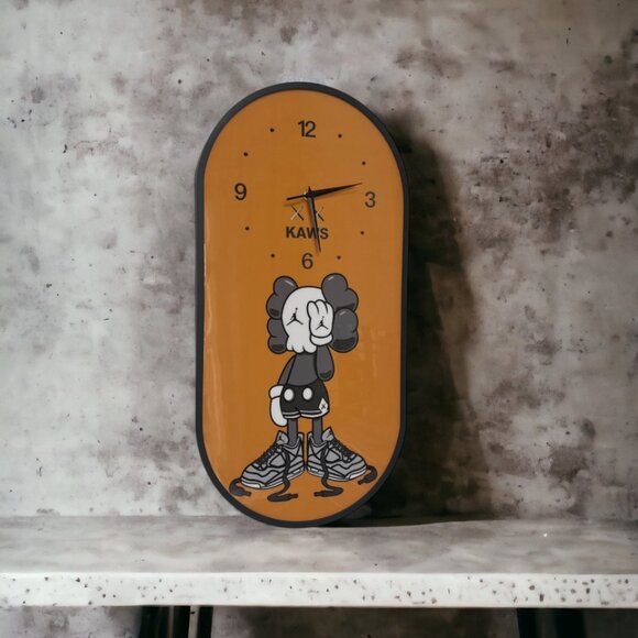 Modern KAWS Clock, KAWS Companion Orange Wall Clock Artsy Wall Clock Decoration - Picture 7 of 13